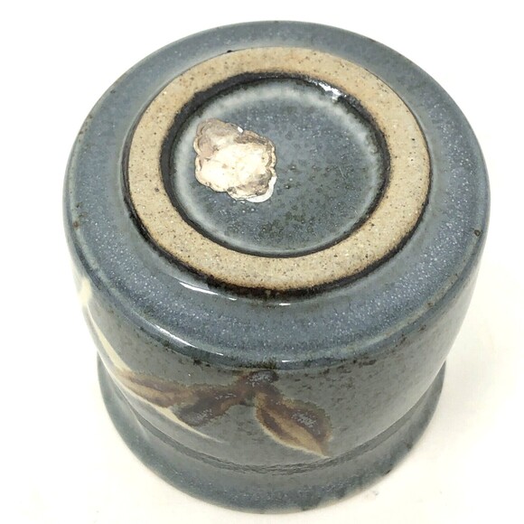 Vintage Studio Art Pottery Tea Set Bamboo Design Stoneware Teapot & 4 Cups Mugs - Picture 6 of 16